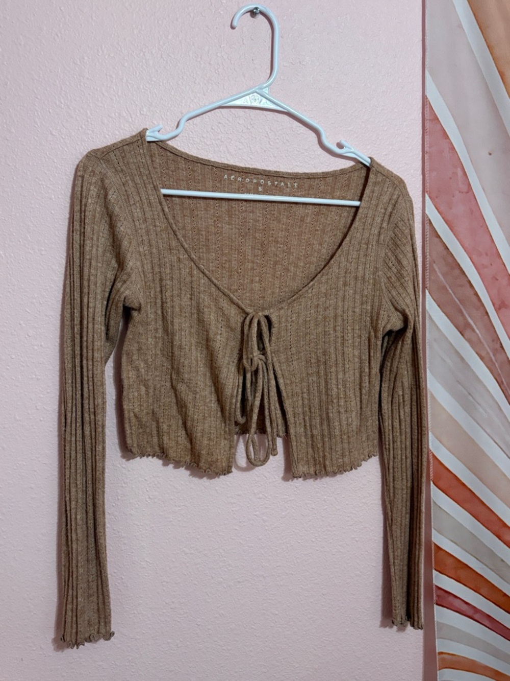 Aeropostale Tie-Front Long Sleeve Crop Top